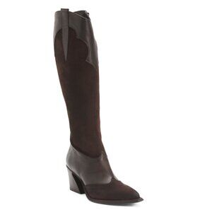EMANUELE CRASTO Brown Made In Italy Leather And Suede High Shaft Boots